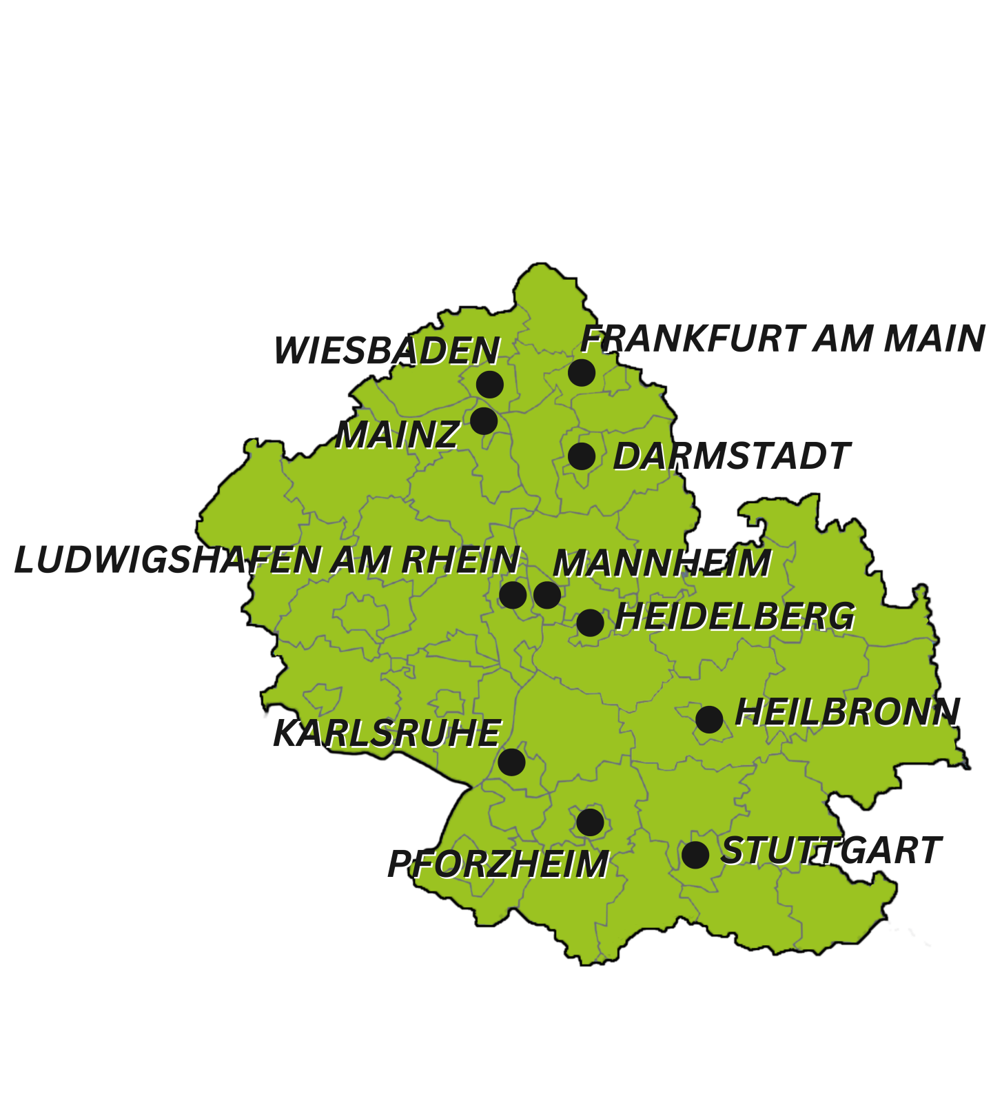 Eine Karte mit den Standorten von Solarstromanlagen und PV-Anlagen in Deutschland.